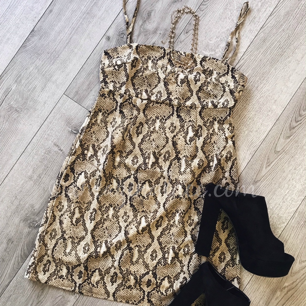 NWT Amazing Lace Brown Snake Skin Cami Dress